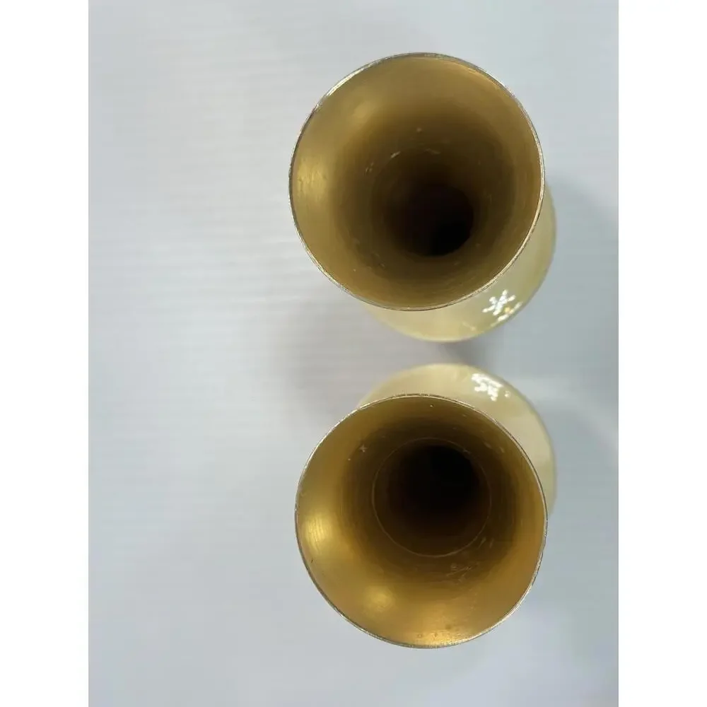 Vintage Mid Century Modern Metal‎ Ceramic Vase Decor Handmade Painted Grecian